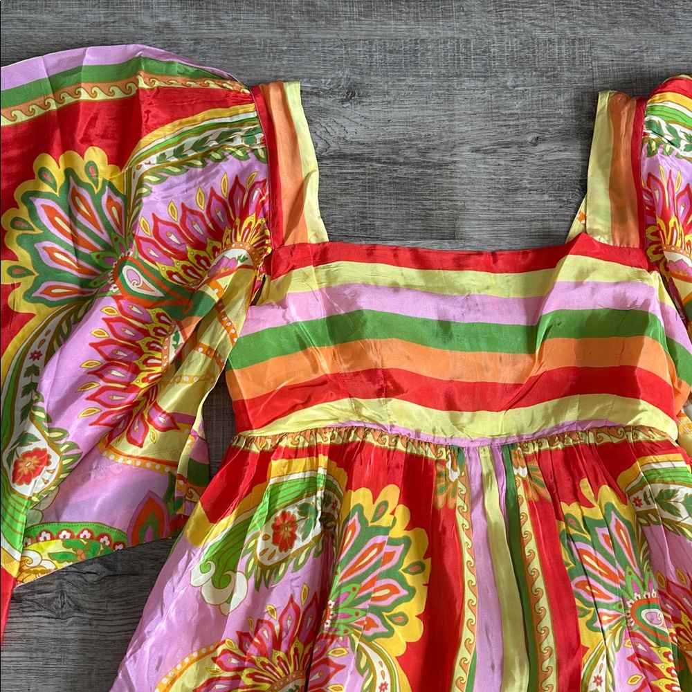 NWT Farm Rio Beach Toucans Scarf MIDI dress- multicolor - Picture 4 of 11